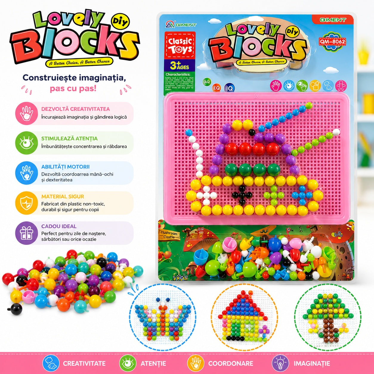Joc Educativ cu Pioni , model tanc, pentru Copii – Joc Creativ DIY