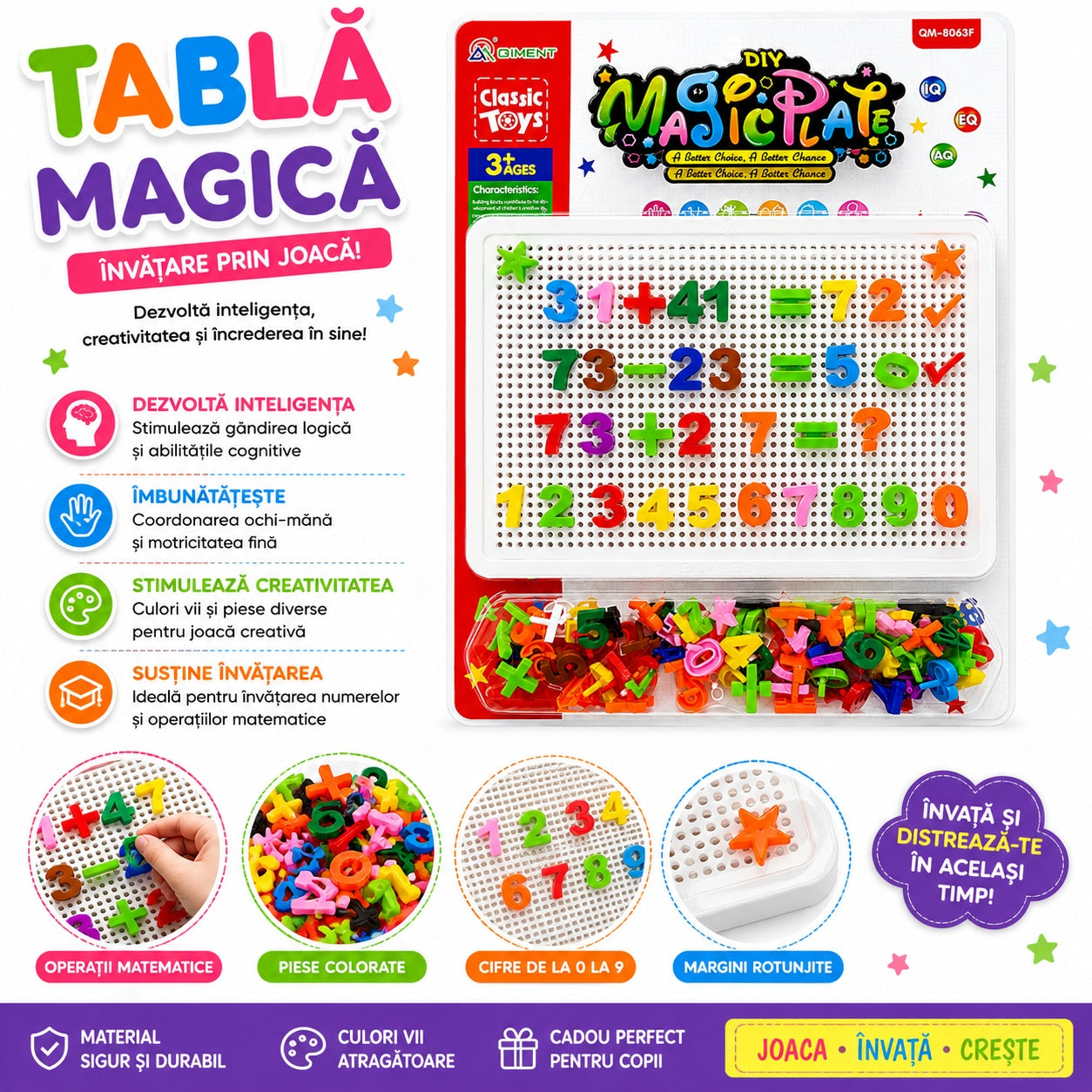 Joc Educativ pentru Copii cu Cifre și Pioni – Tablă Albă Interactivă pentru Matematică