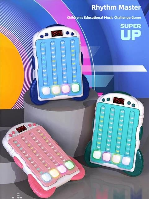 Joc Interactiv Rhythm Consola Lumini Sunete Albastru , Jucarie Educativa Reflexe Memorie Copii 3+