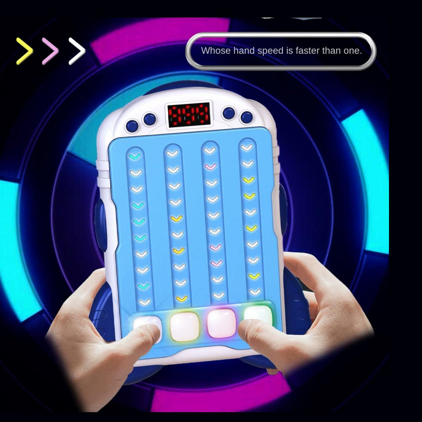 Joc Interactiv Rhythm Lumini Sunete , Jucarie Reflexe Rapide Afisaj Digital Alb Albastru