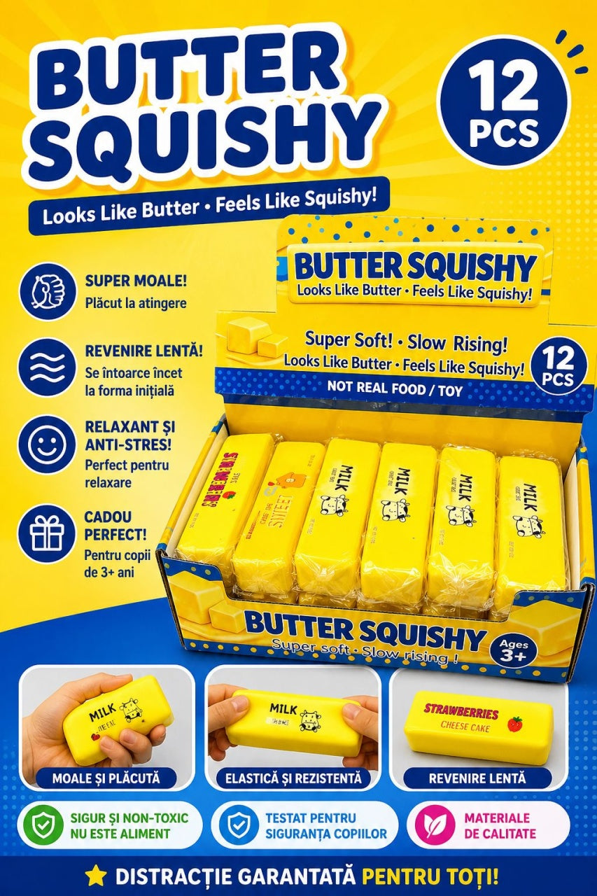 Jucarie antistres Butter Squishy 13cm, model Cheese Stick, slow rising