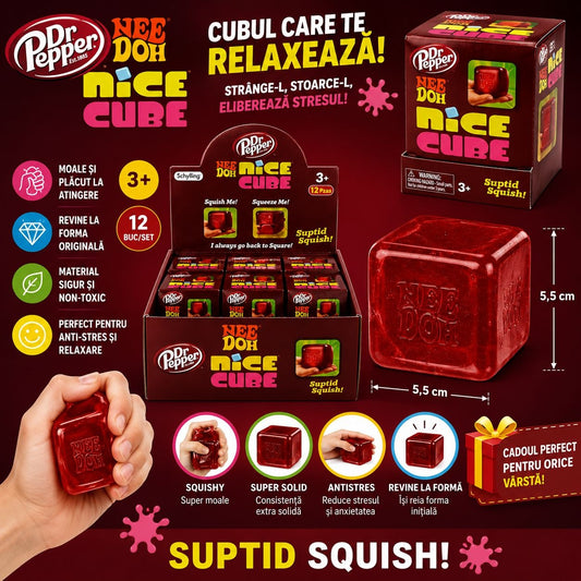 Jucărie Antistres NeeDoh Nice Cube Roșu – Cub Squishy