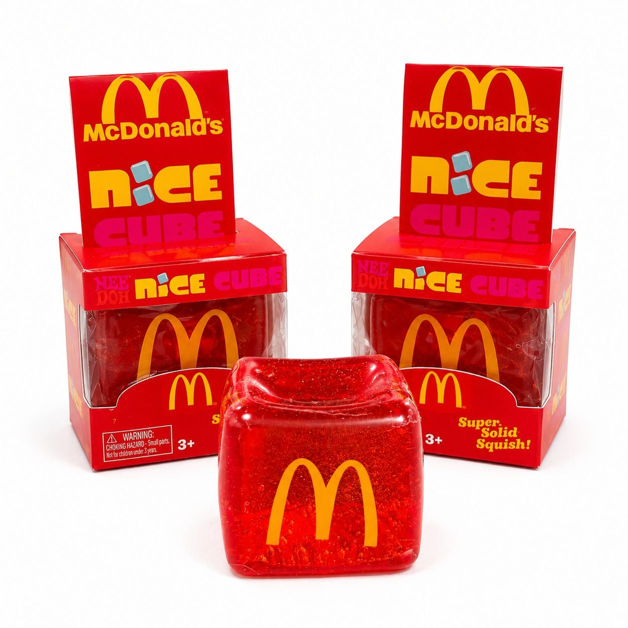 Jucărie Antistres NeeDoh Nice Cube Roșu cu Galben – Cub Squishy Elastic pentru Relaxare și Distracție