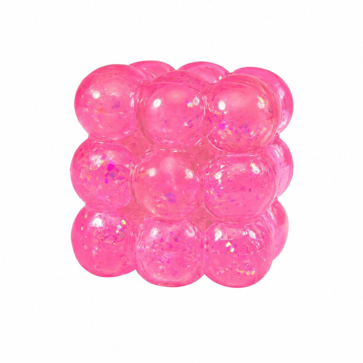 Jucărie Antistres Nice Cube Bubble cu Sclipici 5cm – Cub Squishy Elastic, Glitter Strălucitor