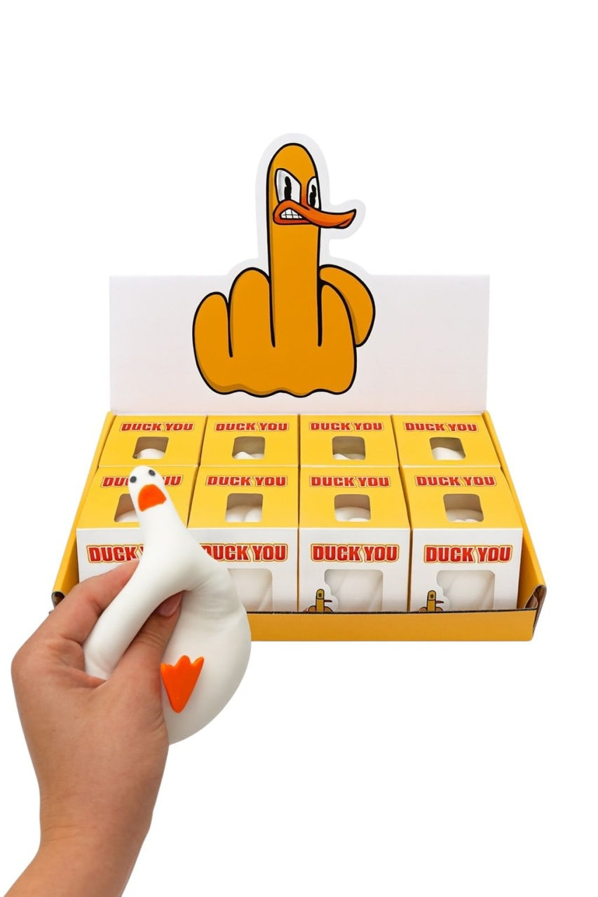 Jucarie Antistres Rata Gest Obraznic , Duck You Figurine PVC Cadou Inedit