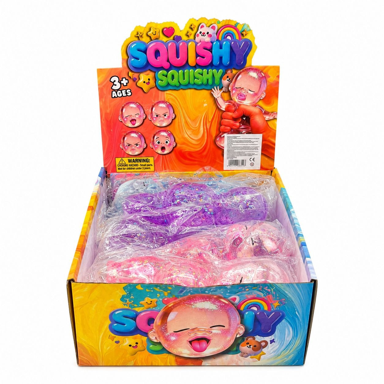 Jucărie Antistres Squishy Bebeluș cu Sclipici 13cm – Figurina Elastică și Moale pentru Relaxare