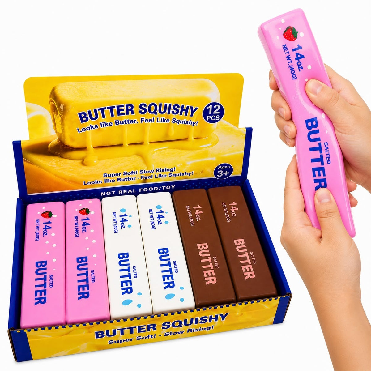 Jucărie Antistres Squishy Butter Colorat , 23cm Super Moale, Elastică, Model Aleatoriu