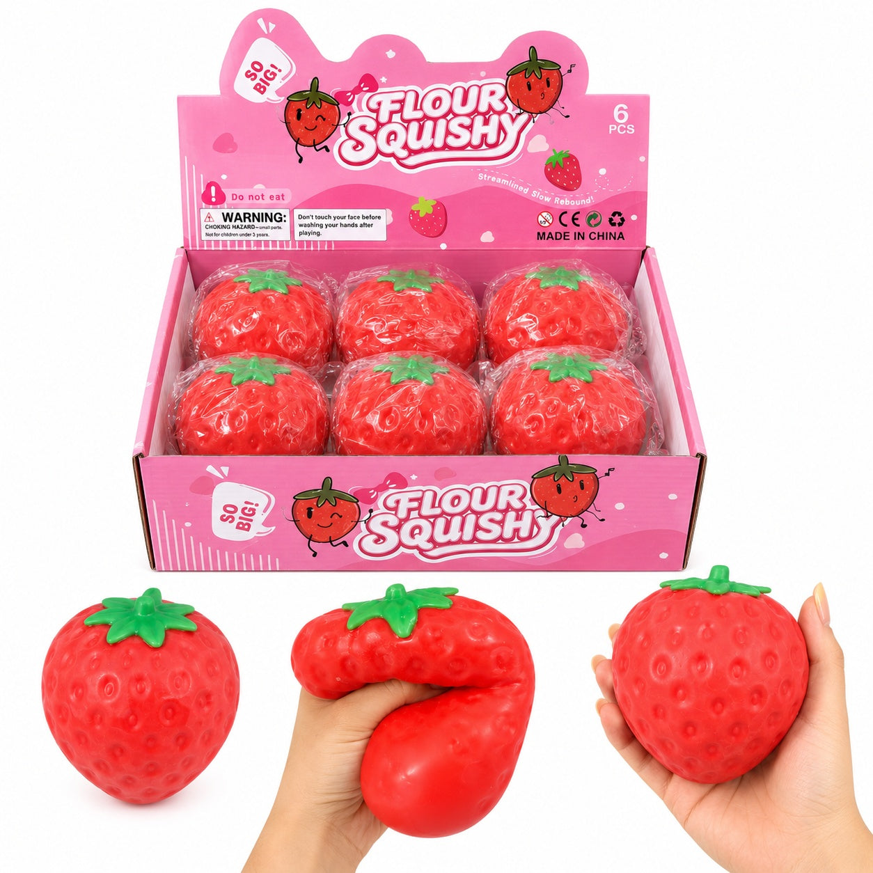 Jucărie Antistres Squishy Căpșună Gigant, Super Moale și Elastică, Model Squeeze Strawberry