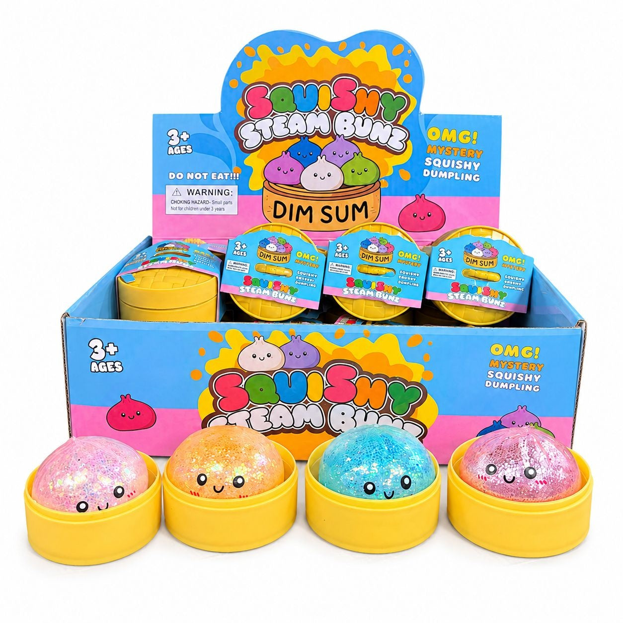 Jucărie Antistres Squishy Dumpling cu Sclipici și Bile din Gel 5,5 cm