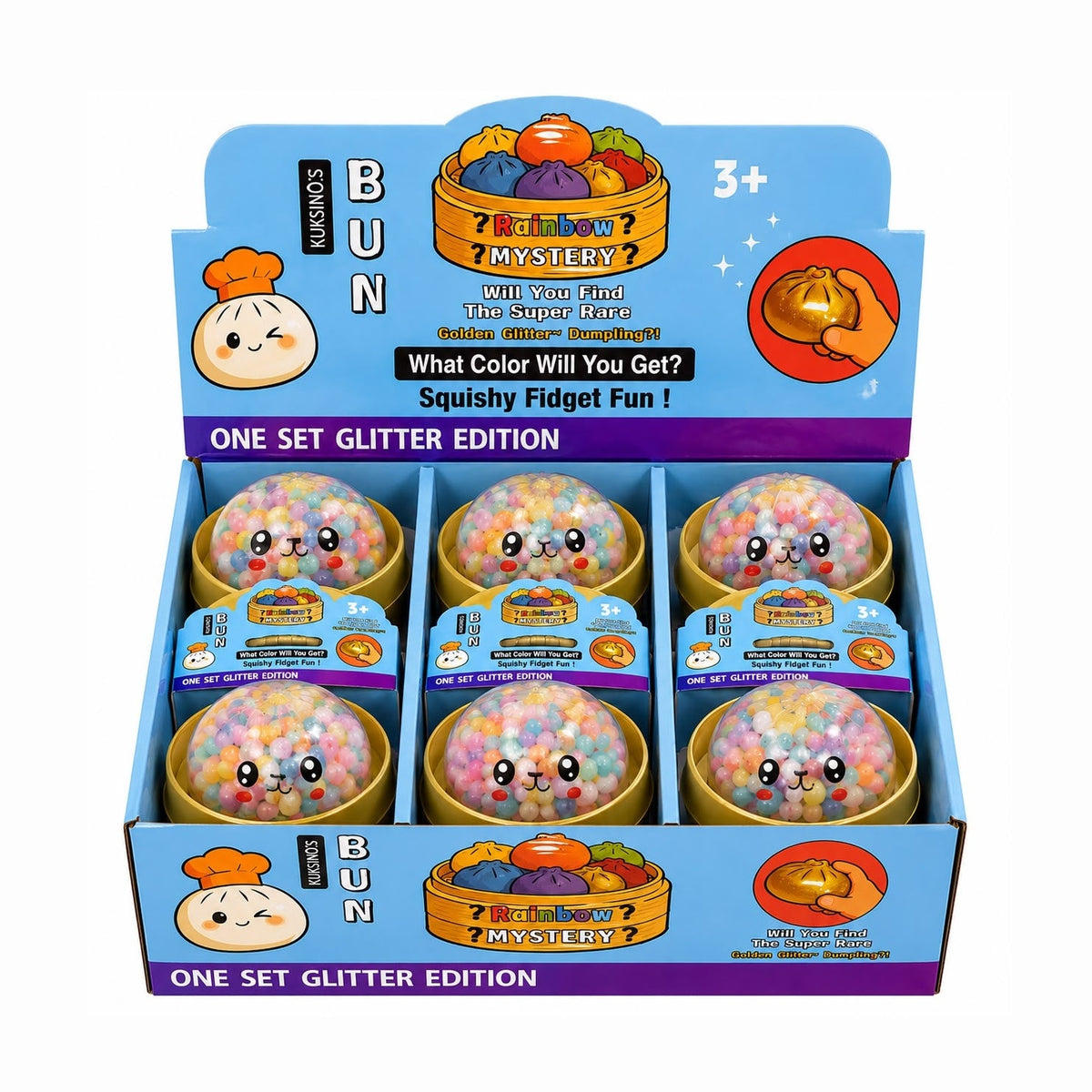 Jucărie Antistres Squishy Dumpling Transparent cu Bile Multicolore, 8,5 cm, Model Aleatoriu