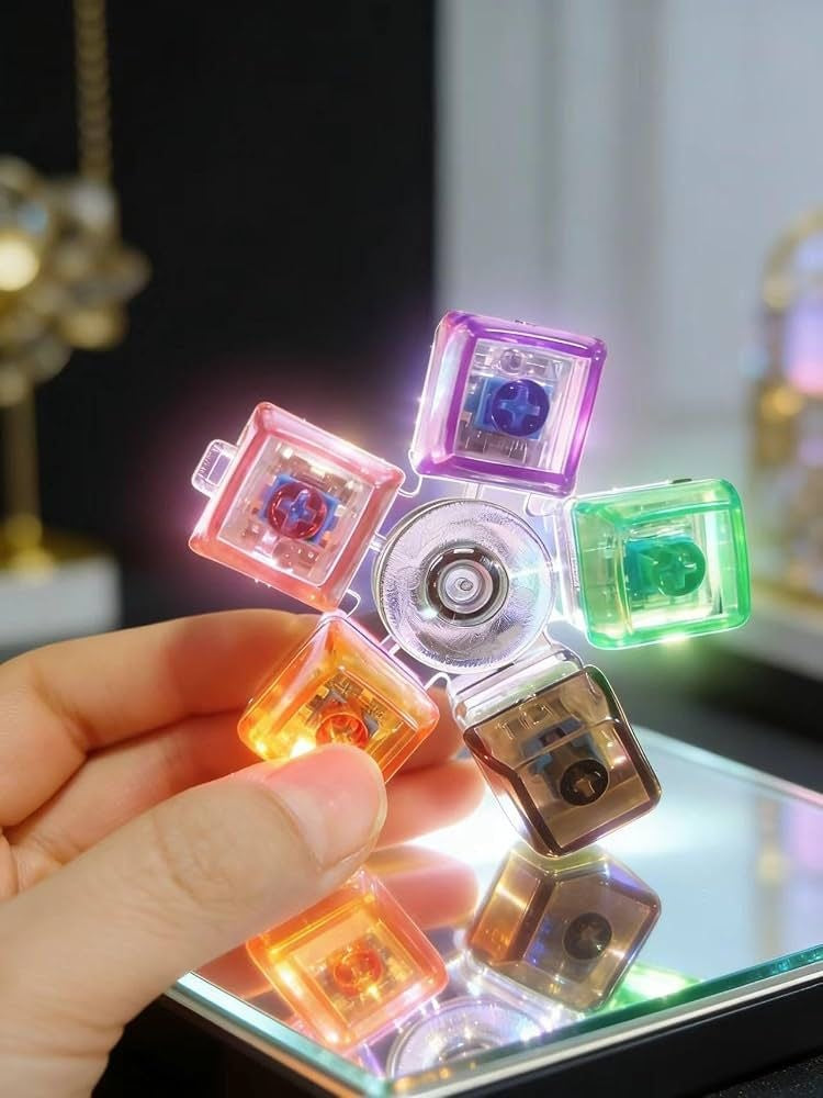 Jucărie Breloc Antistres Spinner cu 5 Taste și Lumini LED | Fidget Spinner Luminos pentru Relaxare