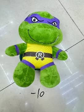 Jucărie de plus broască țestoasă ninja verde cu mască violet, pentru copii 3+ ani
