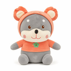 Jucarie de plus catelus 45 cm – plus moale, design adorabil cu hainuță roz