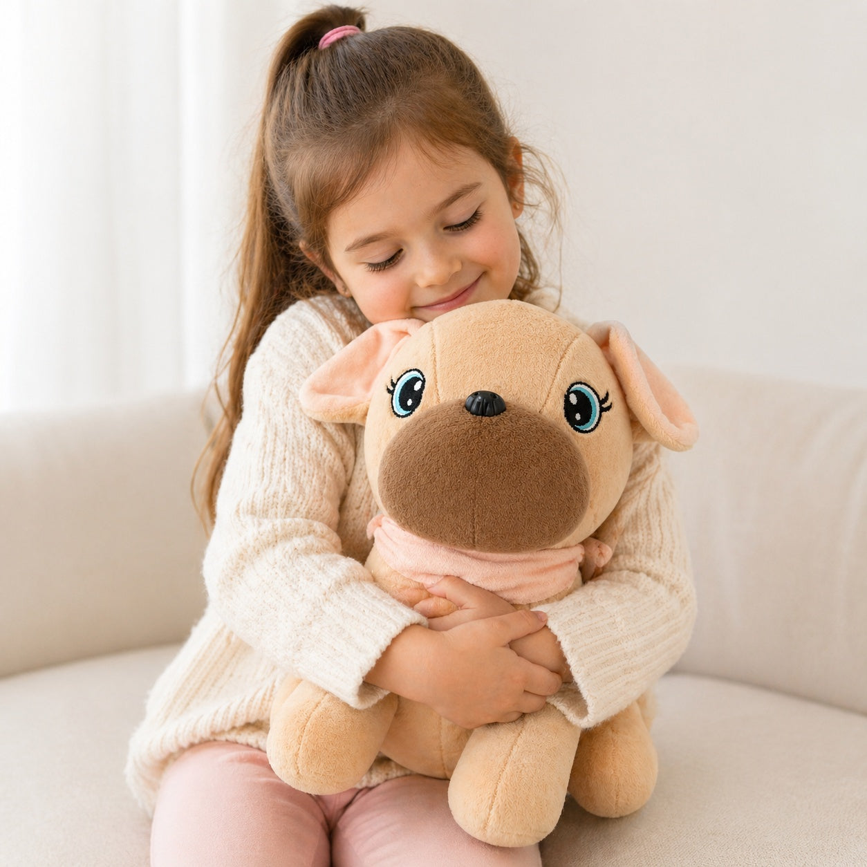 Jucărie de pluș cățeluș bej 30 cm – design adorabil