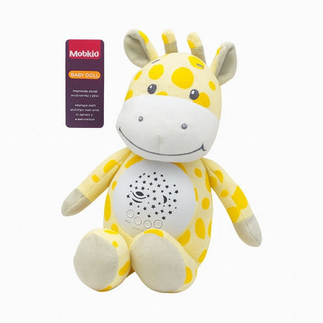 Jucarie de plus Girafa cu proiectie lumini si melodii pentru bebelusi, 26x20x14cm