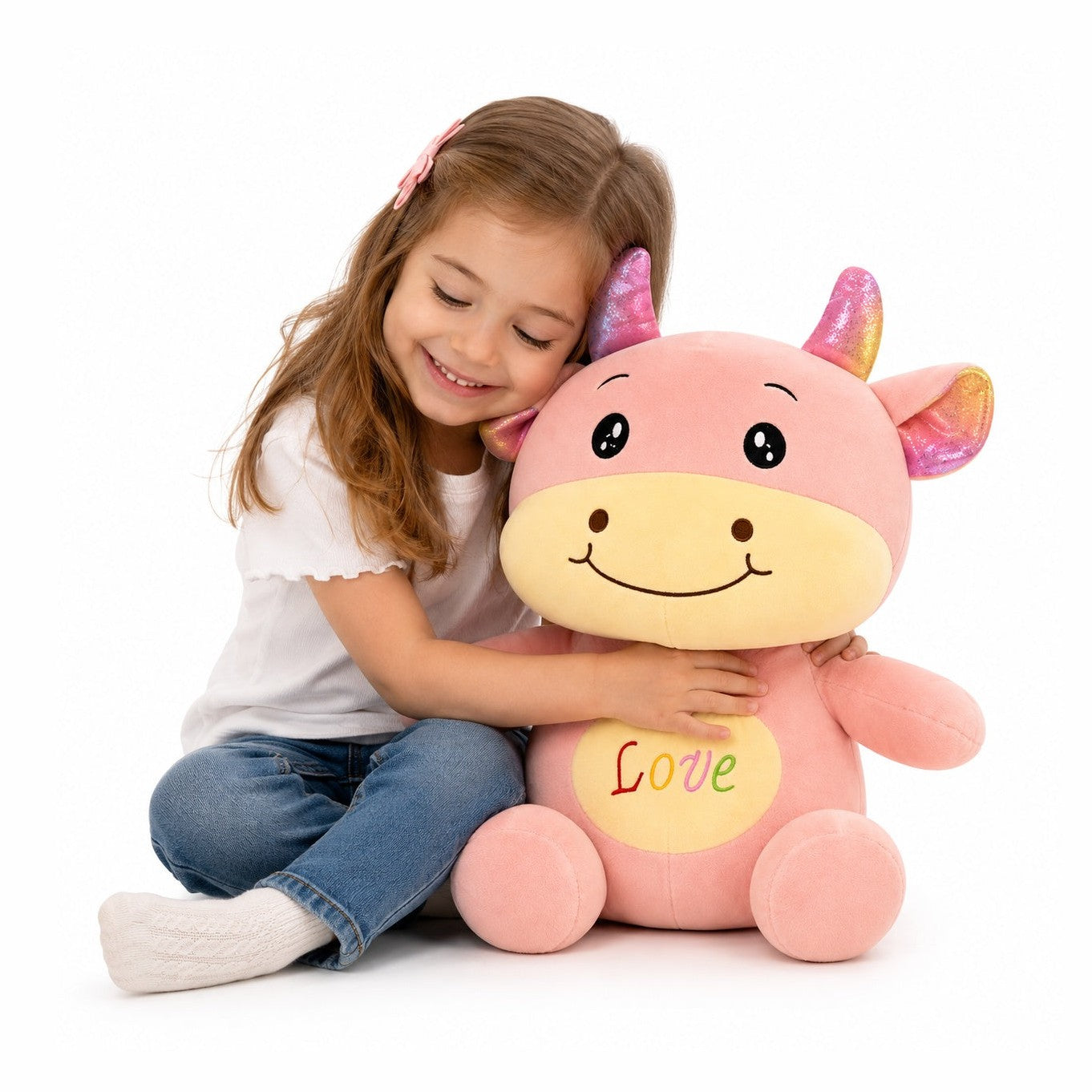 Jucarie de plus vacuta roz 45 cm – plus moale, design adorabil