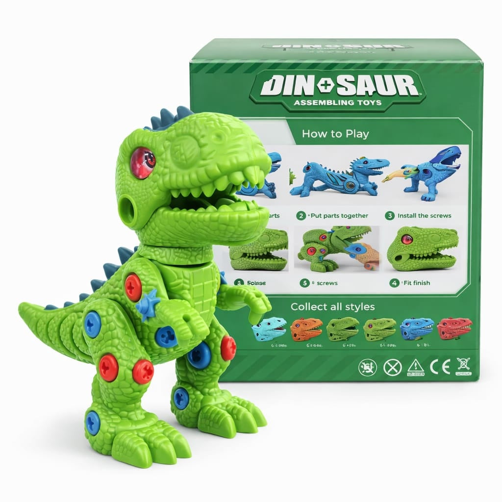 Jucarie dinozaur de asamblat DIY, model aleatoriu, figurina interactiva copii