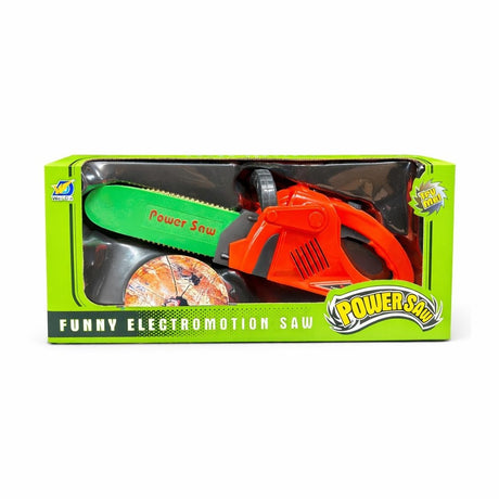 Jucărie fierăstrău cu lanț din plastic cu sunete și lumină Power Saw, roșu-verde
