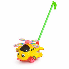 Jucarie impins elicopter copii cu maner, elice rotativa si design colorat