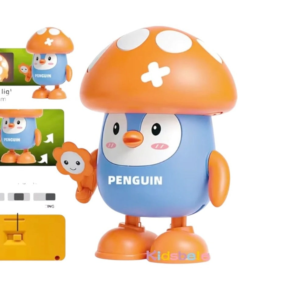 Jucărie interactivă pinguin cu lumini și sunete, Plastic, mișcare ritmică, 11,5 x 16,3 cm