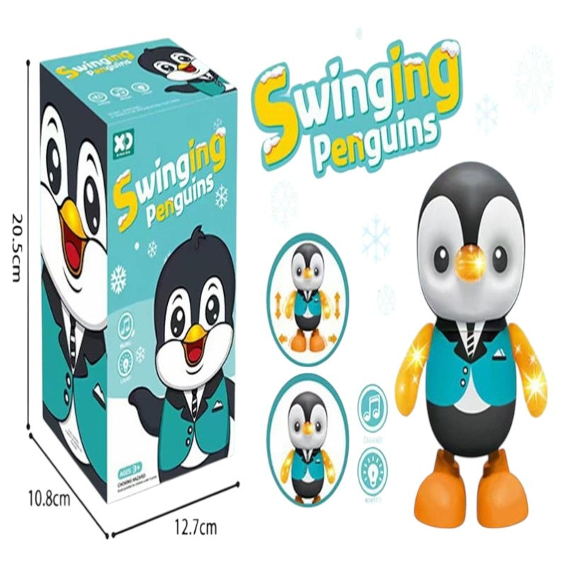 Jucărie Interactivă Pinguin Dansator Electric din Plastic cu Sunete și Lumini, 20,5 cm