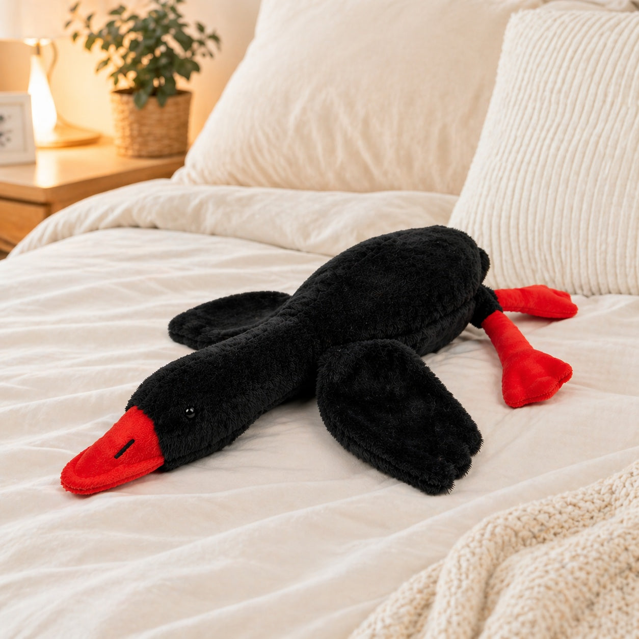 Jucarie plus gasca neagra 50 cm, moale, decorativa, perna copii adulti