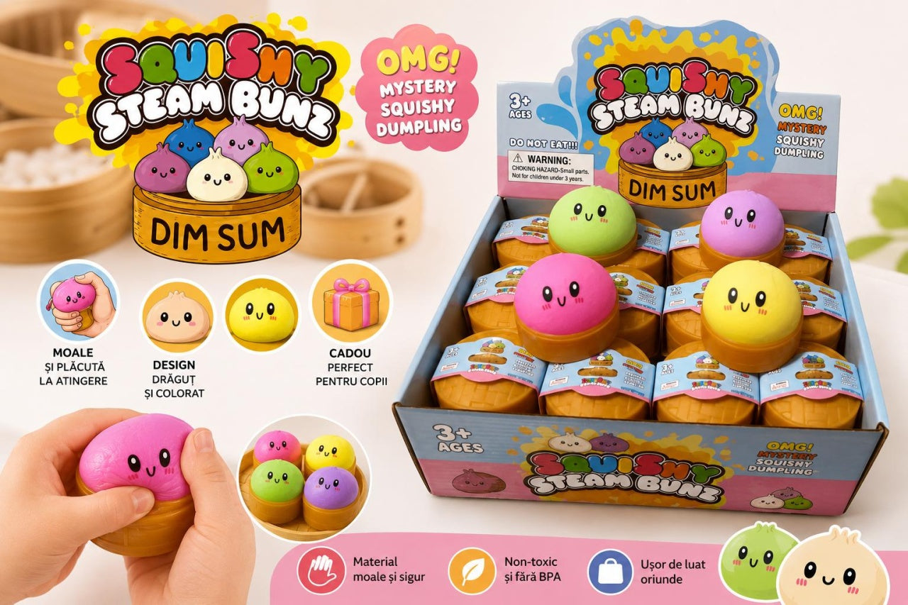 Jucarie Squishy Antistres Dumplings / Galusca in Cosulet, 5.5 cm, Copii 3+