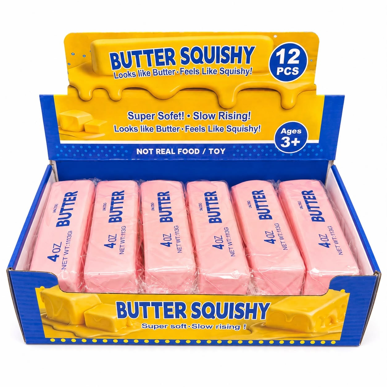 Jucărie Squishy Butter Roz 13 cm – Antistres, Super Moale, Slow Rising, pentru Copii și Adulți