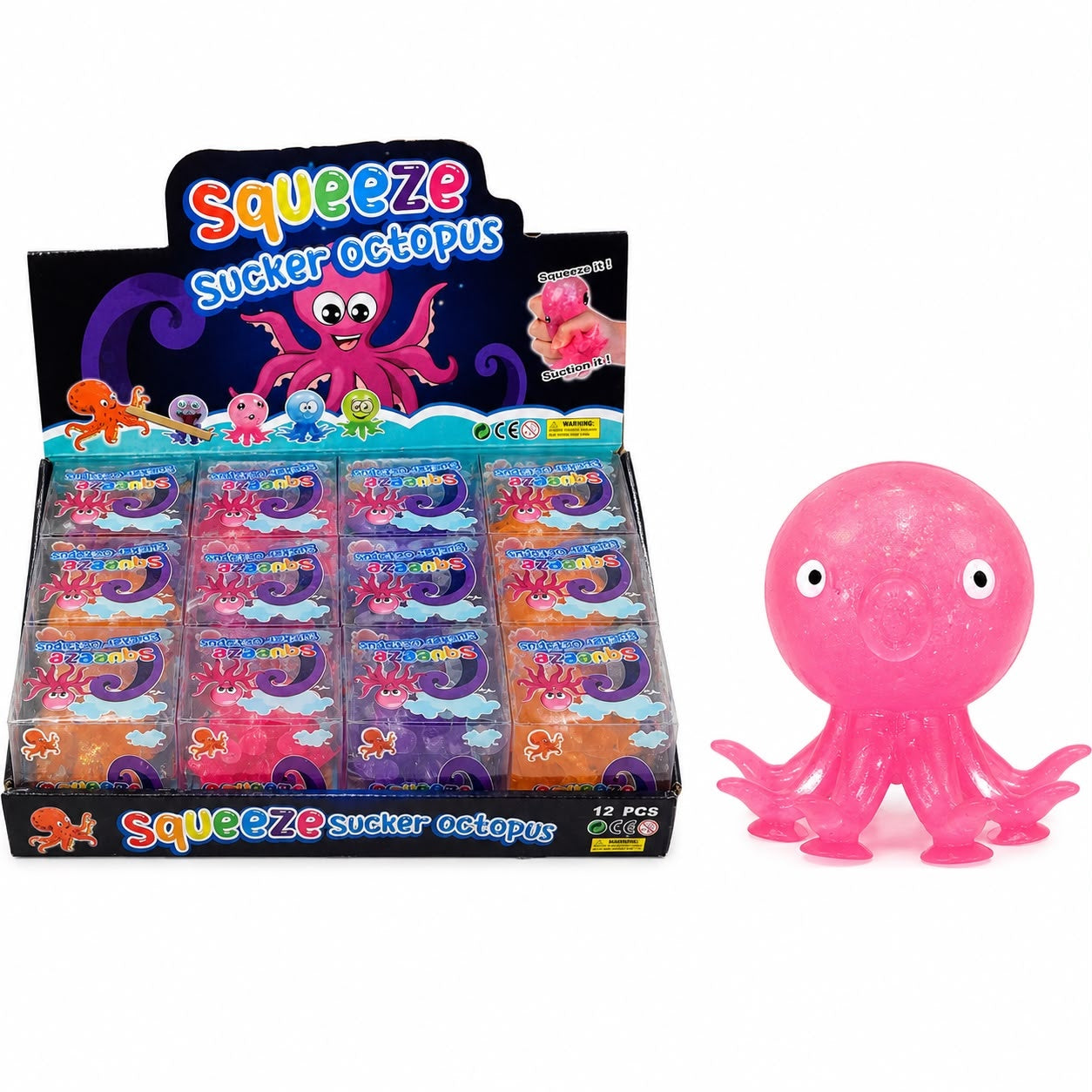 Jucărie Squishy Caracatiță cu Ventuze 7 cm – Antistres, Lipicioasă și Elastică, Culoare Aleatorie