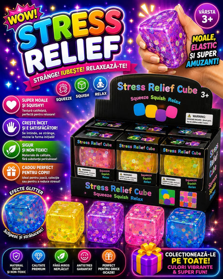 Jucărie Squishy Cub cu Fructe Colorate – Antistres Gelatinos, diverse culori