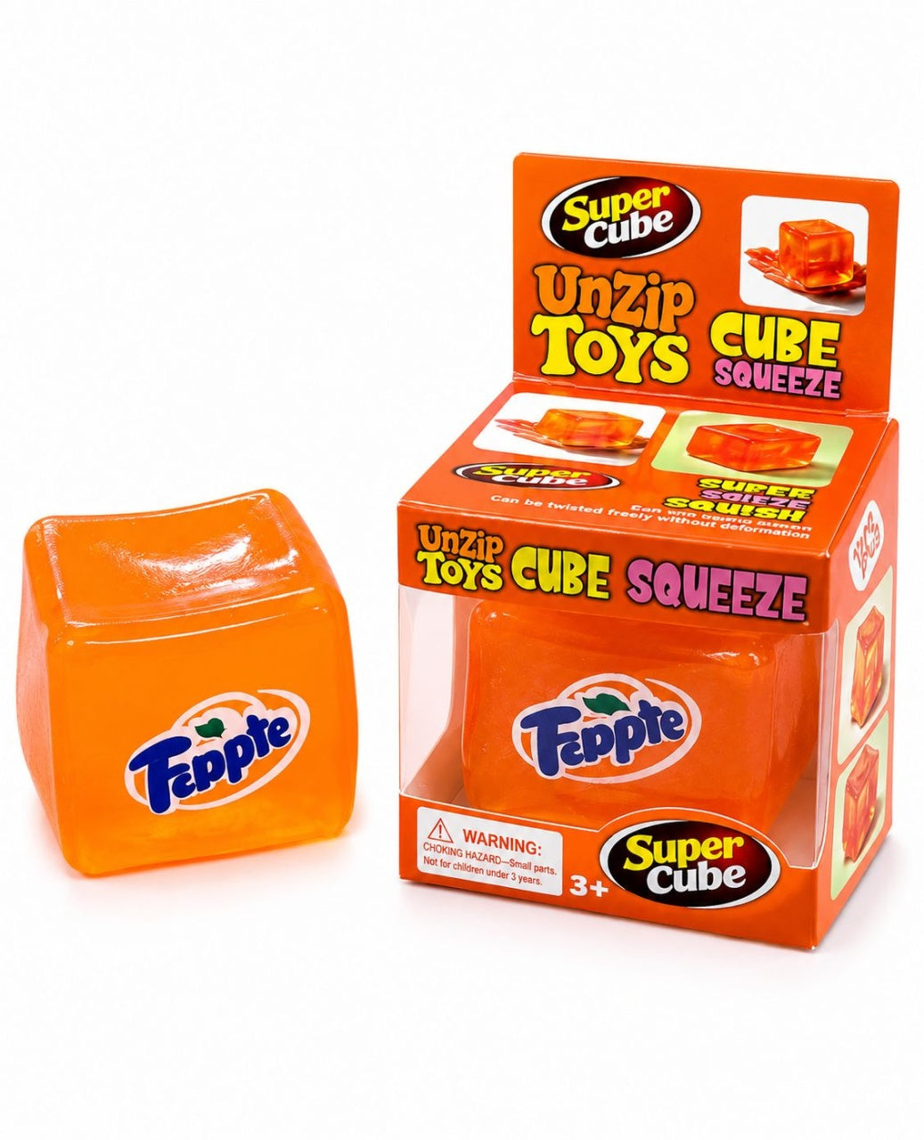 Jucărie Squishy Cub Portocaliu cu Sclipici – Cub Anti-Stres Moale și Elastic pentru Copii și Adulți