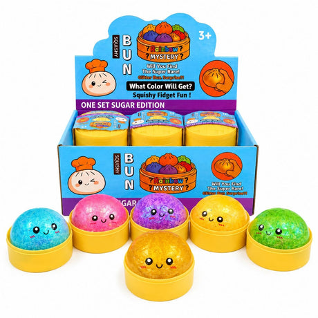 Jucărie Squishy Dumpling cu Bile din Gel și Sclipici 8,5 cm – Antistres Moale