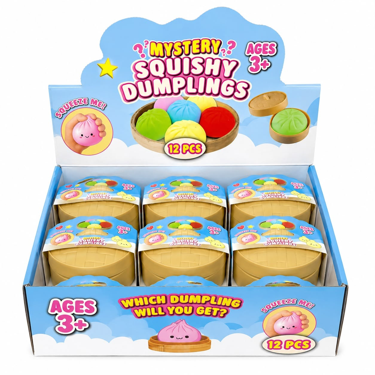 Jucărie Squishy Dumpling cu Sclipici Mare 8,5 cm – Antistres, Moale și Elastică