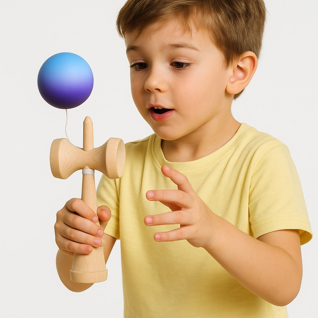 Kendama din lemn cu bila degrade, jucarie educativa pentru copii