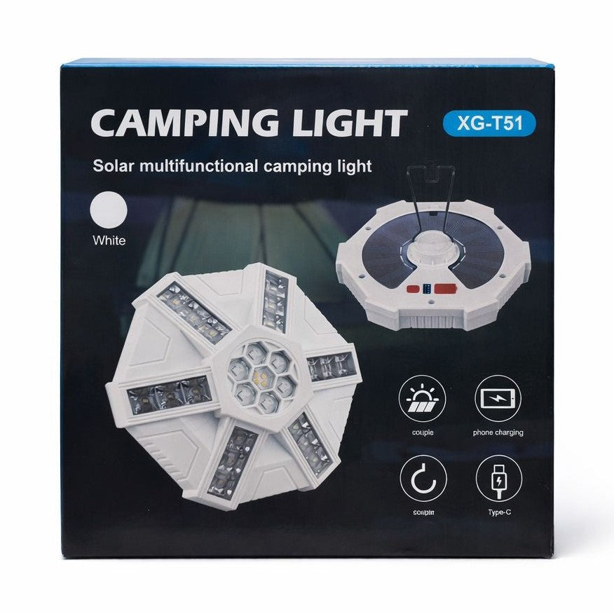 Lampa camping solara multifunctionala XG-T51 LED cu incarcare telefon si Type-C