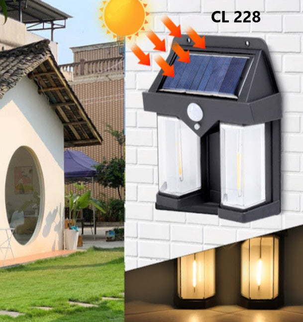 Lampă cu senzor solar, plastic, neagră, cu inducție corp uman, XF-8858