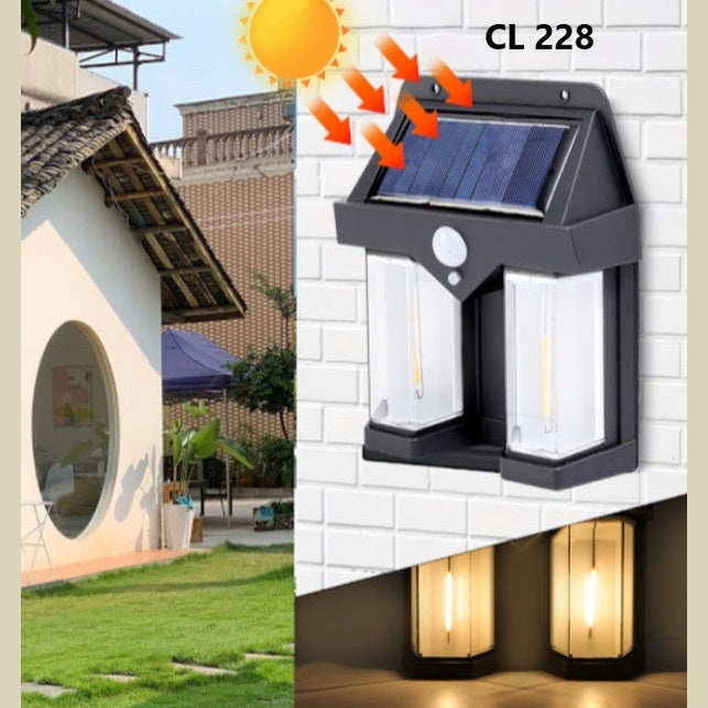 Lampă cu senzor solar, plastic, neagră, cu inducție corp uman, XF-8858