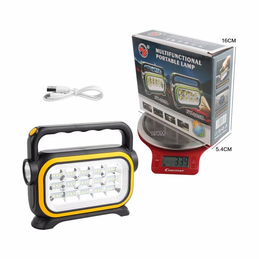 Lampă portabilă multifuncțională LED din plastic, 16x19x5.4cm, galbenă
