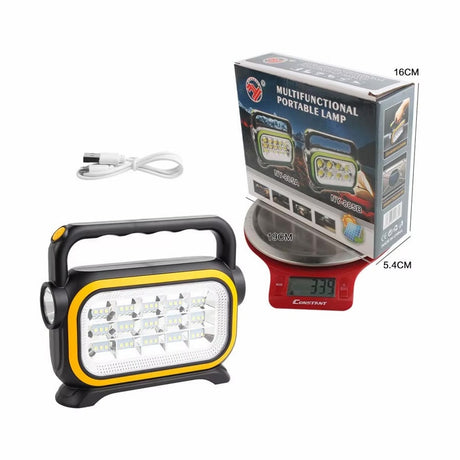 Lampă portabilă multifuncțională LED din plastic, 16x19x5.4cm, galbenă