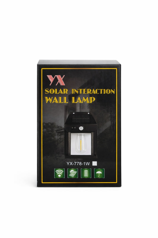 Lampă solară de perete LED pentru exterior, negru, din plastic rezistent la apă