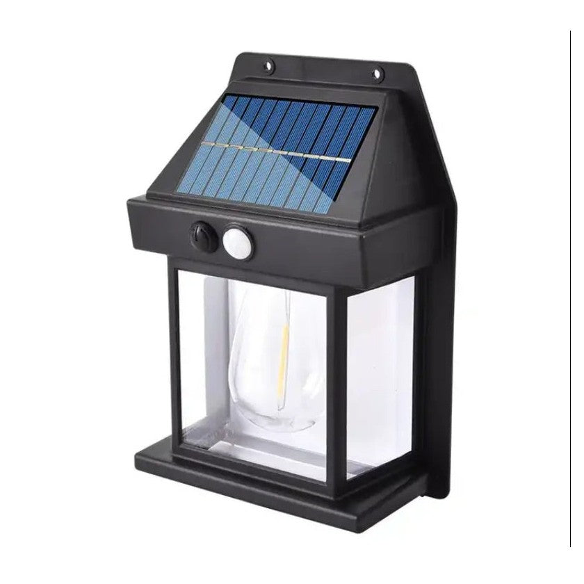 Lampă solară de perete LED pentru exterior, negru, din plastic rezistent la apă