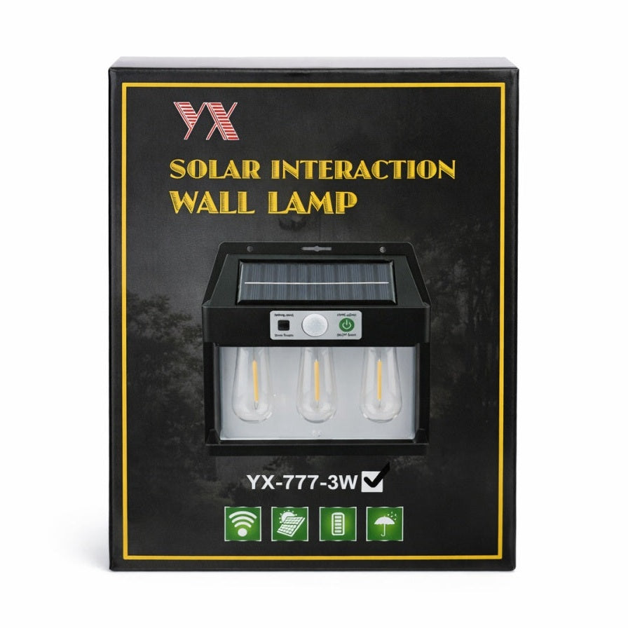 Lampă solară de perete YX, plastic, senzor mișcare, negru