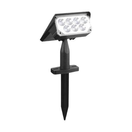 Lampă solară de sol cu două capete luminoase, plastic rezistent, culoare neagră