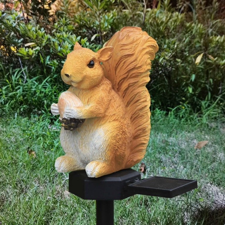 Lampă solară decorativă veveriță, rezistentă la apă, material poliresin, 33 cm, multicolor