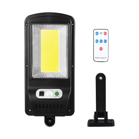 Lampă solară LED pentru grădină cu 120 COB LED-uri și telecomandă, negru, 114x234x370mm