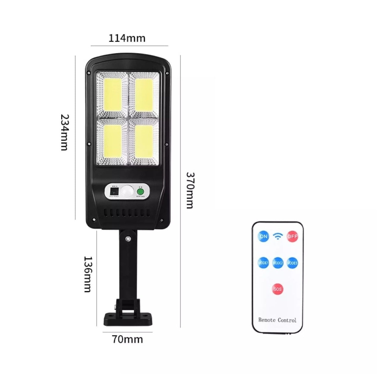 Lampă solară LED pentru grădină cu 120 COB LED-uri și telecomandă, negru, 114x234x370mm