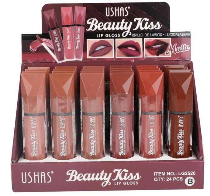 Lip Gloss Mat USHAS Beauty Kiss 8g , Buze Catifelate cu un Finish Elegant