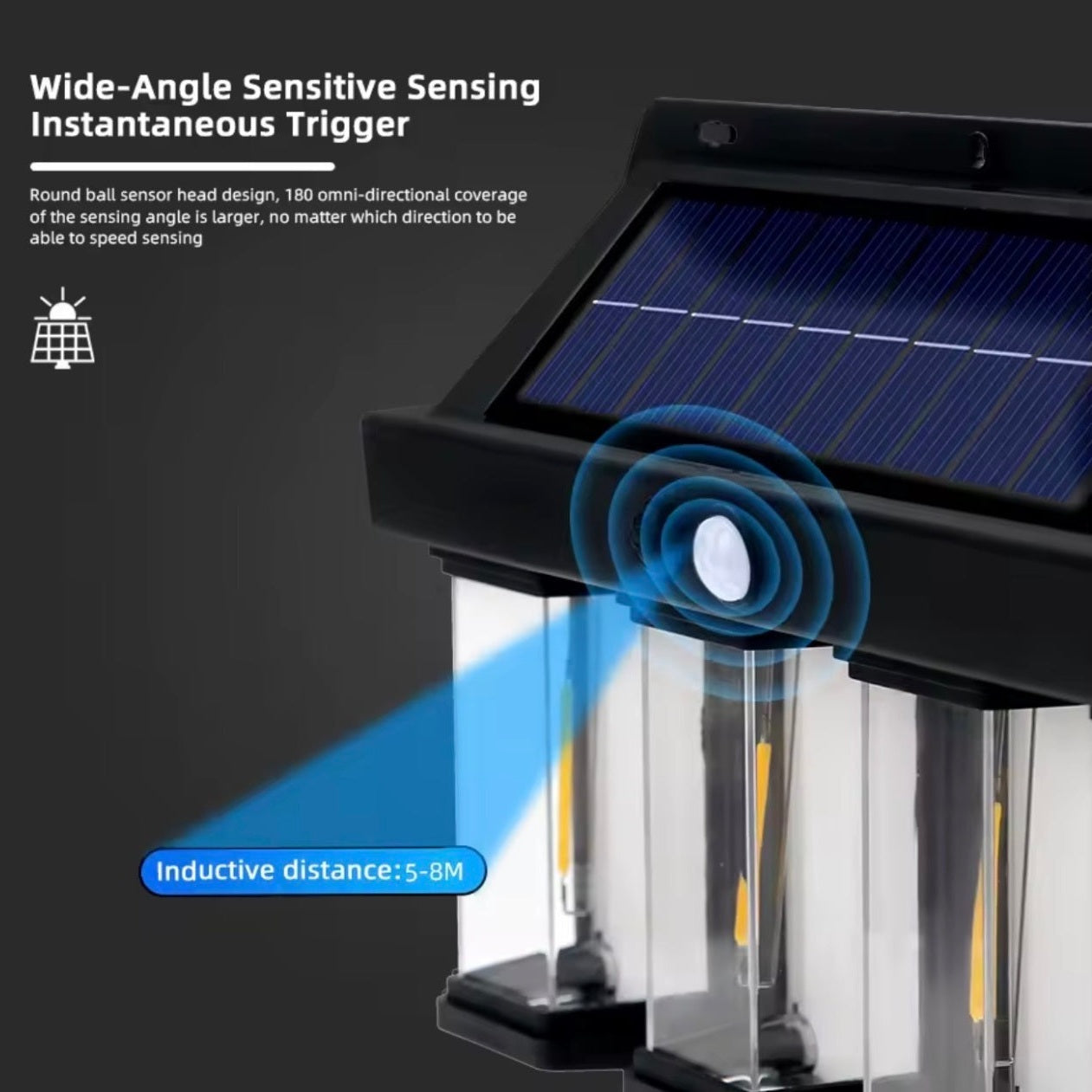 Lumină Solară cu Senzor de Mișcare, Plastic, Neagră, XF-8898, Lumină Inducție Solară