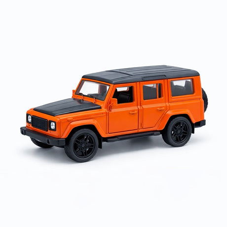 Macheta masina off road portocalie 1:24 metal die cast, usi functionale, 15.5 x 7 cm