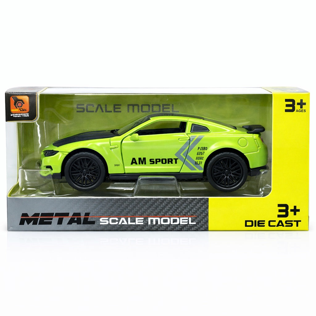 Macheta masina sport verde metal die cast, usi functionale, 15.5 x 7 cm